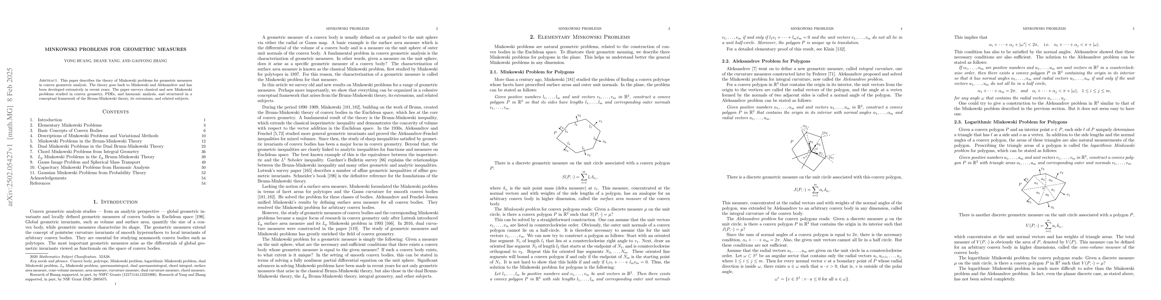 Thumbnail for Minkowski Problems for Geometric Measures