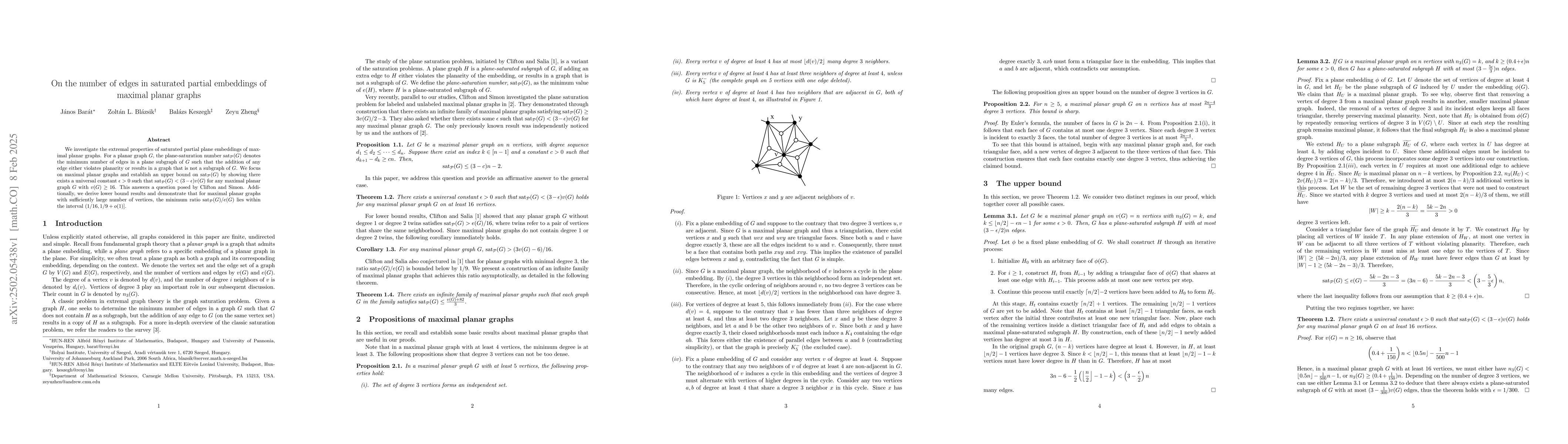 Thumbnail for On the number of edges in saturated partial embeddings of maximal planar
  graphs