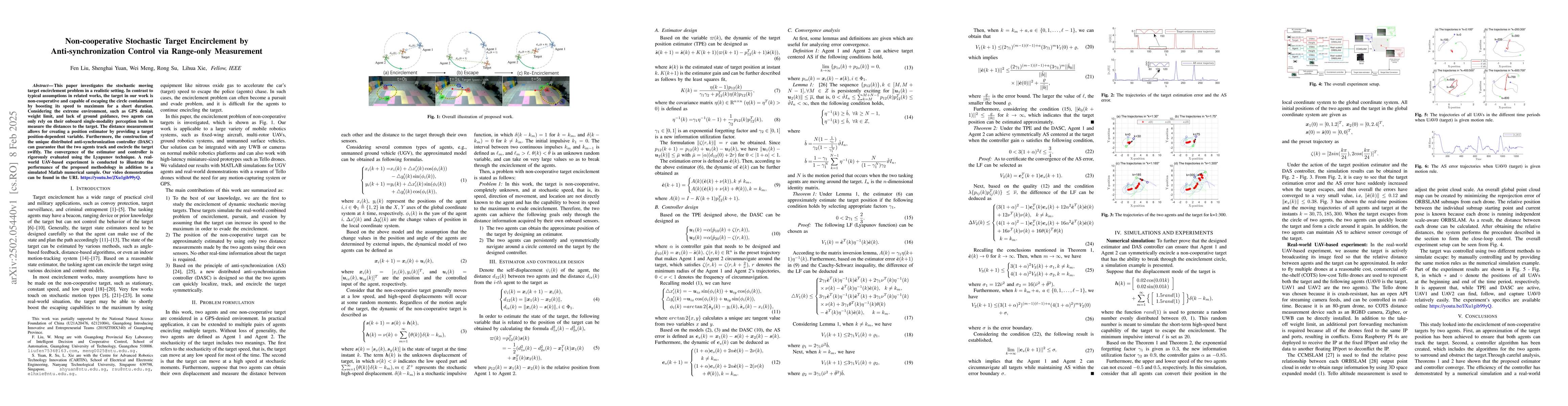 Thumbnail for Non-cooperative Stochastic Target Encirclement by Anti-synchronization
  Control via Range-only Measurement