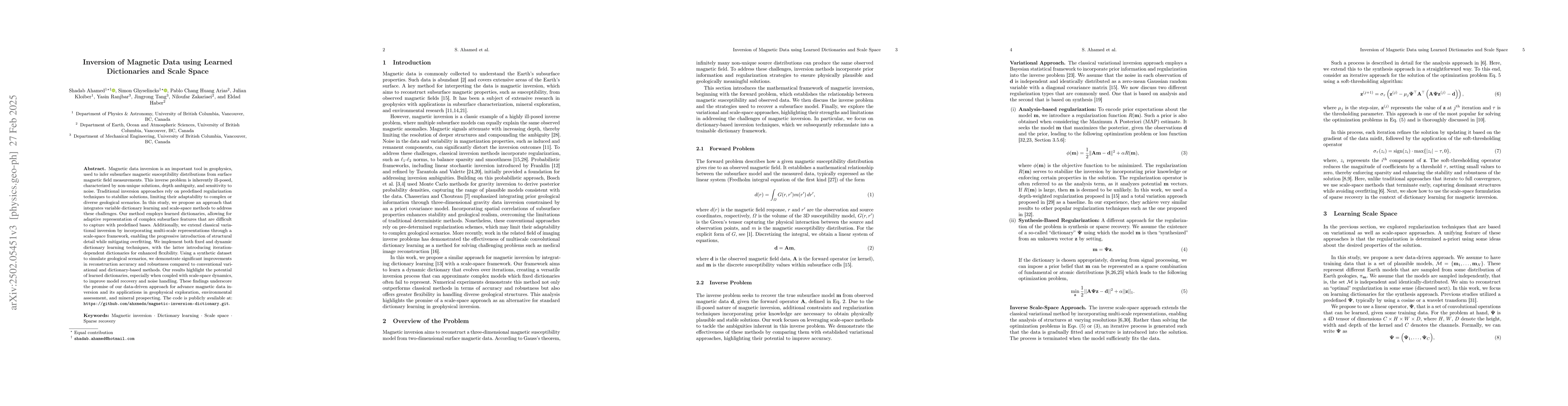 Thumbnail for Inversion of Magnetic Data using Learned Dictionaries and Scale Space