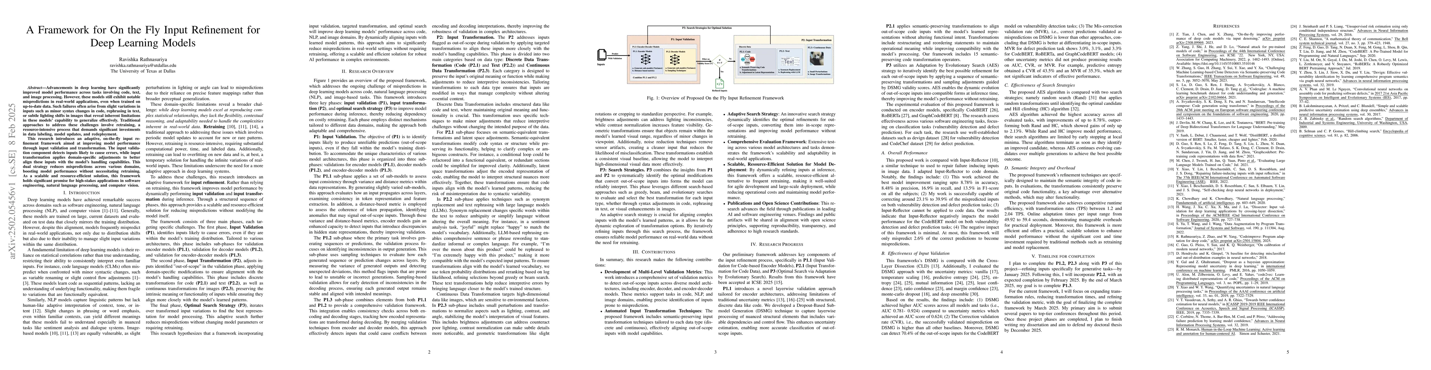Thumbnail for A Framework for On the Fly Input Refinement for Deep Learning Models