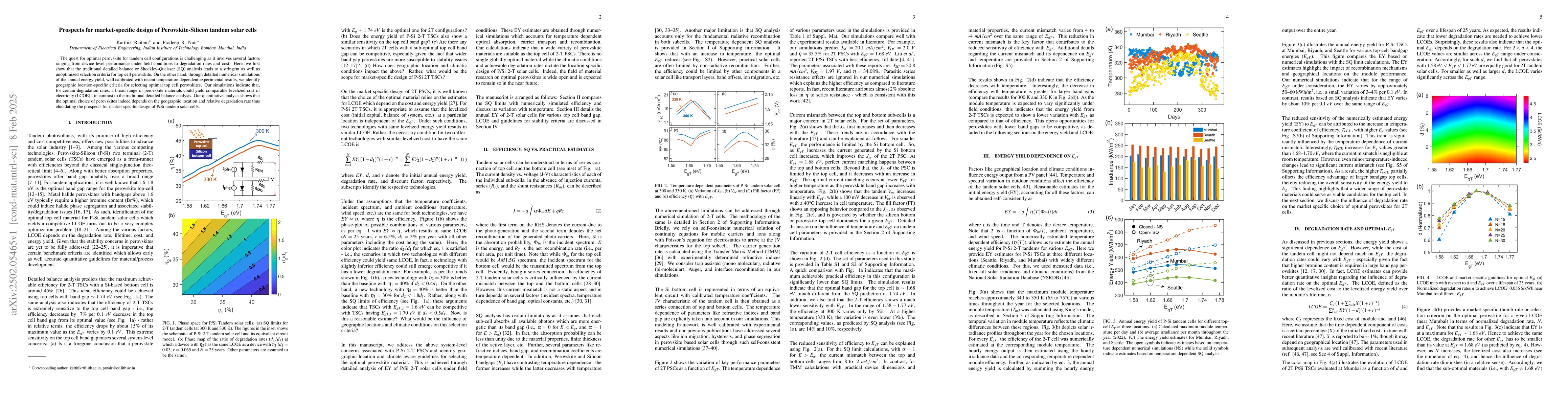 Thumbnail for Prospects for market-specific design of Perovskite-Silicon tandem solar
  cells