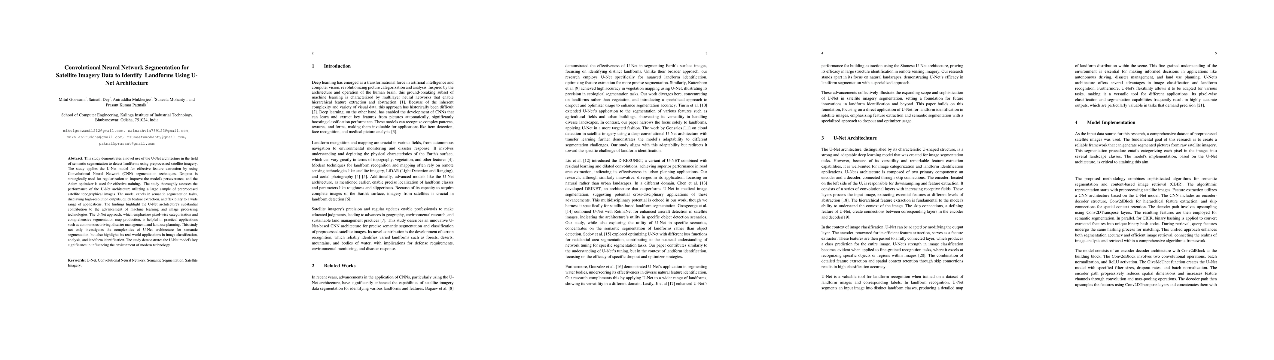 Thumbnail for Convolutional Neural Network Segmentation for Satellite Imagery Data to
  Identify Landforms Using U-Net Architecture