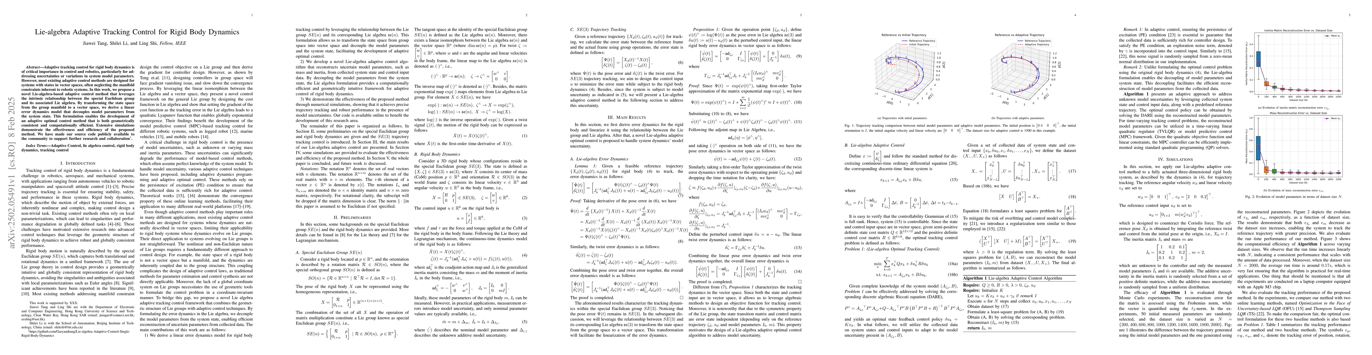 Thumbnail for Lie-algebra Adaptive Tracking Control for Rigid Body Dynamics