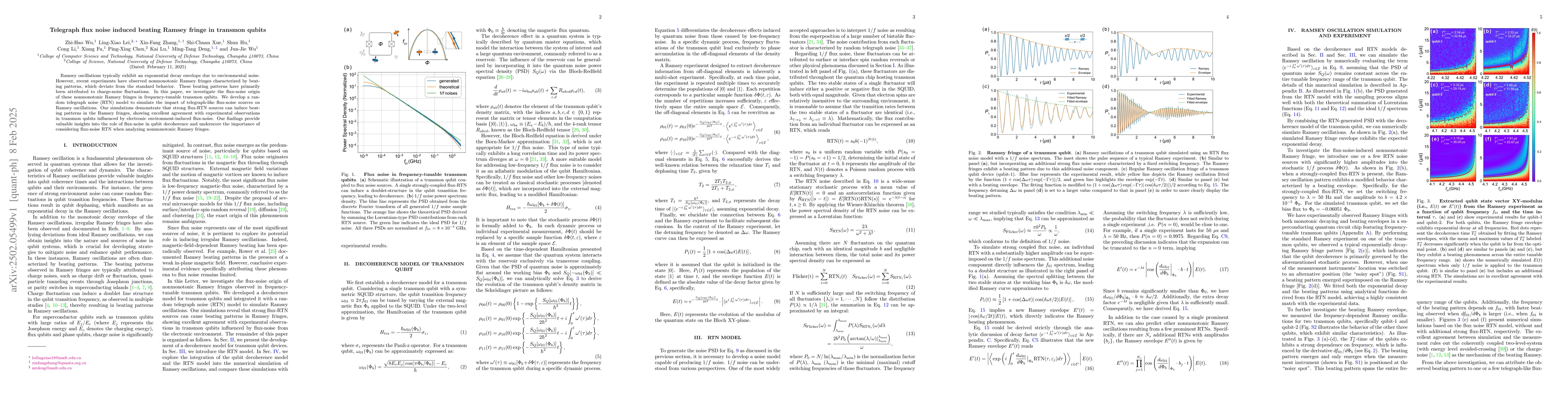Thumbnail for Telegraph flux noise induced beating Ramsey fringe in transmon qubits