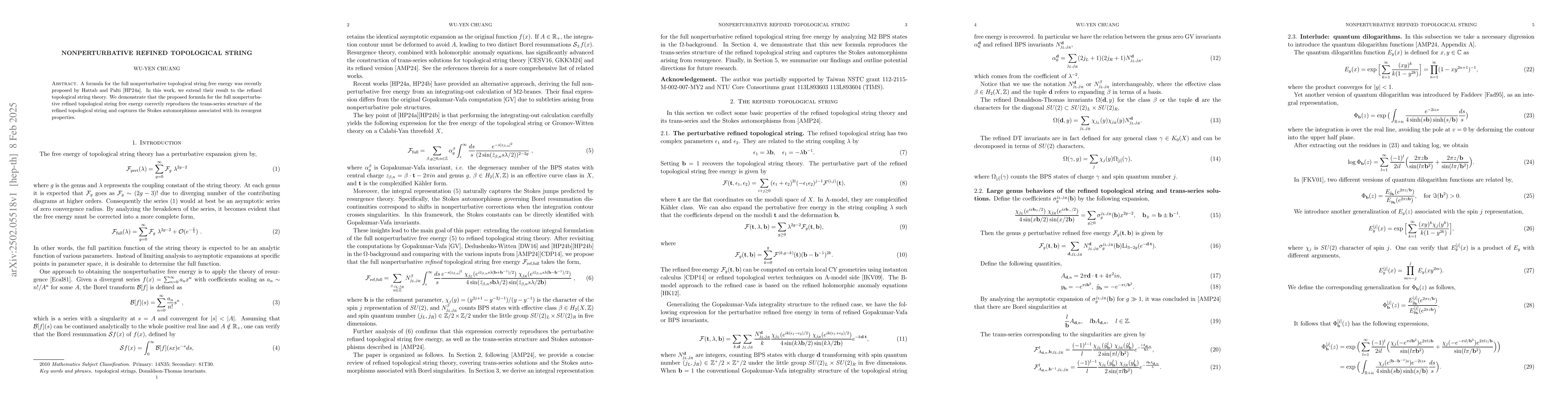Thumbnail for Nonperturbative refined topological string