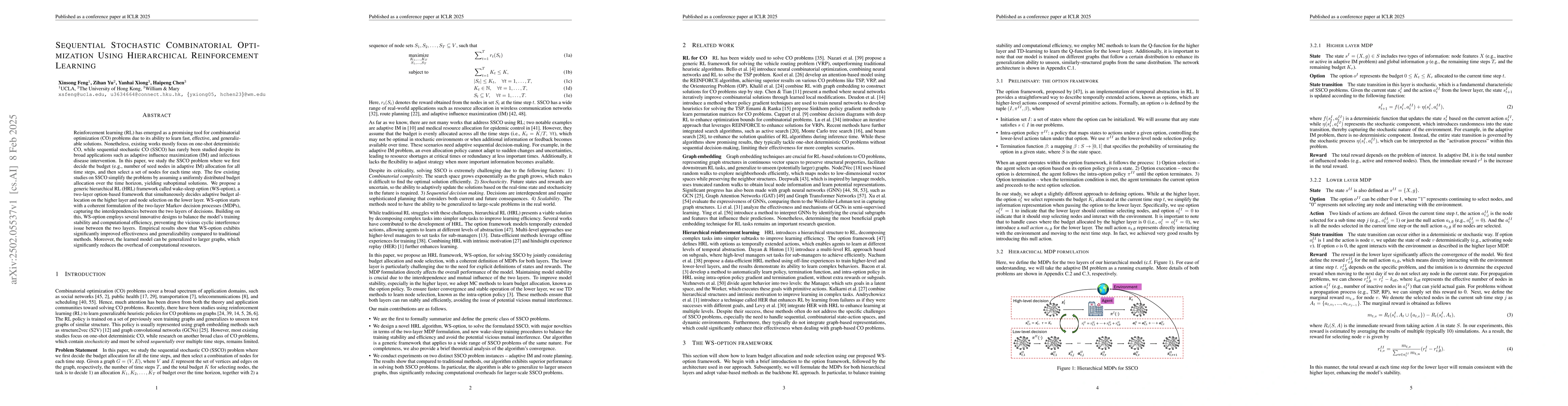 Thumbnail for Sequential Stochastic Combinatorial Optimization Using Hierarchal
  Reinforcement Learning
