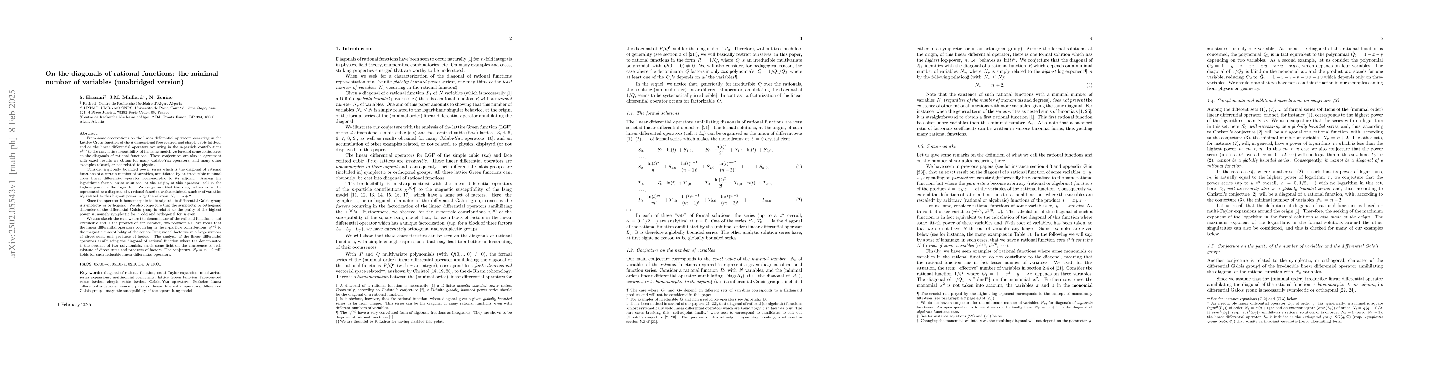 Thumbnail for On the diagonals of rational functions: the minimal number of variables
  (unabridged version)