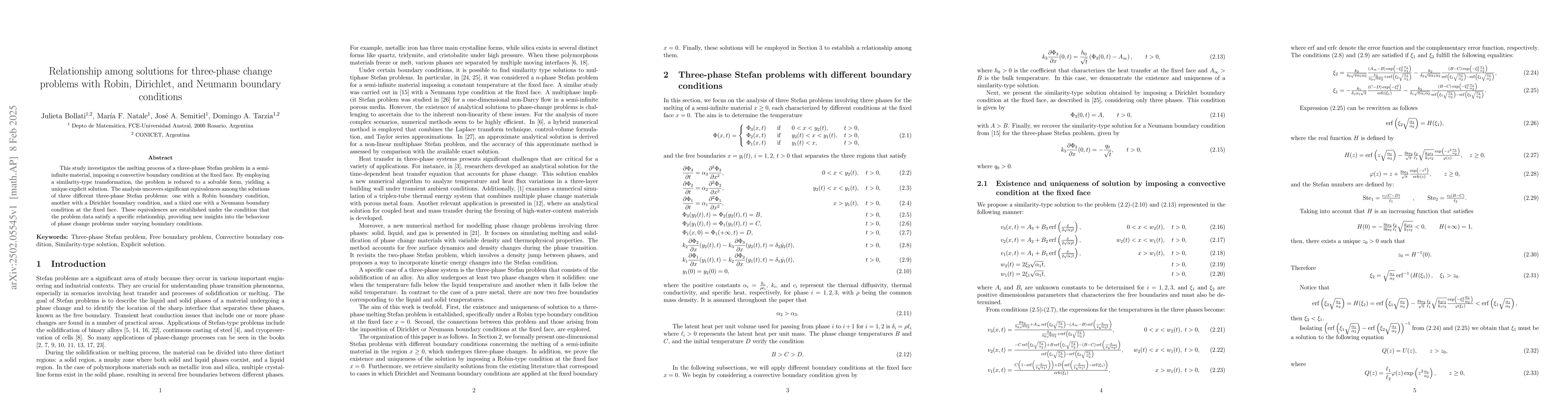 Thumbnail for Relationship among solutions for three-phase change problems with Robin,
  Dirichlet, and Neumann boundary conditions