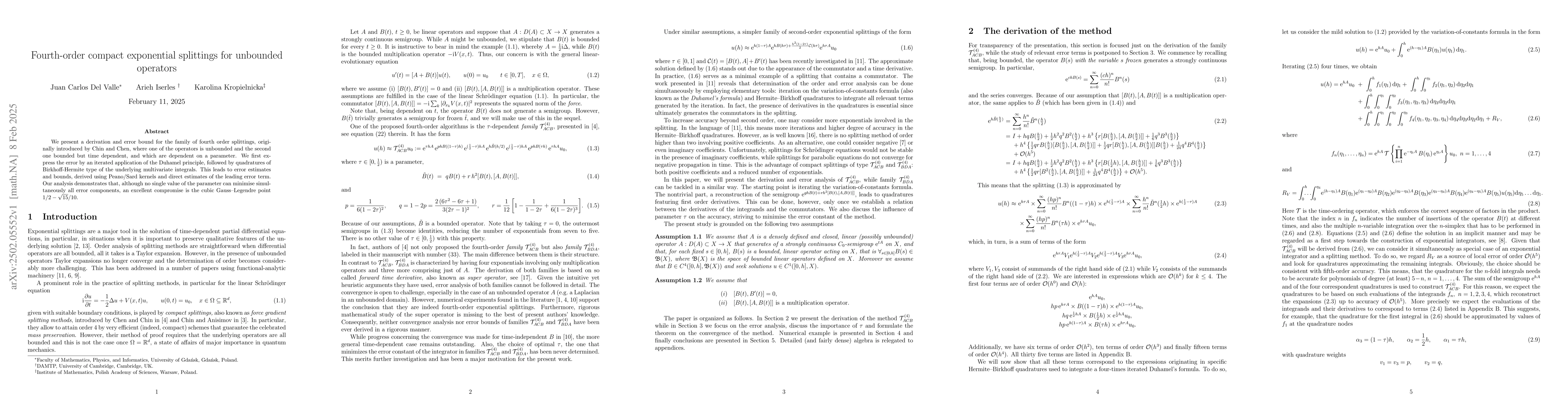 Thumbnail for Fourth-order compact exponential splittings for unbounded operators