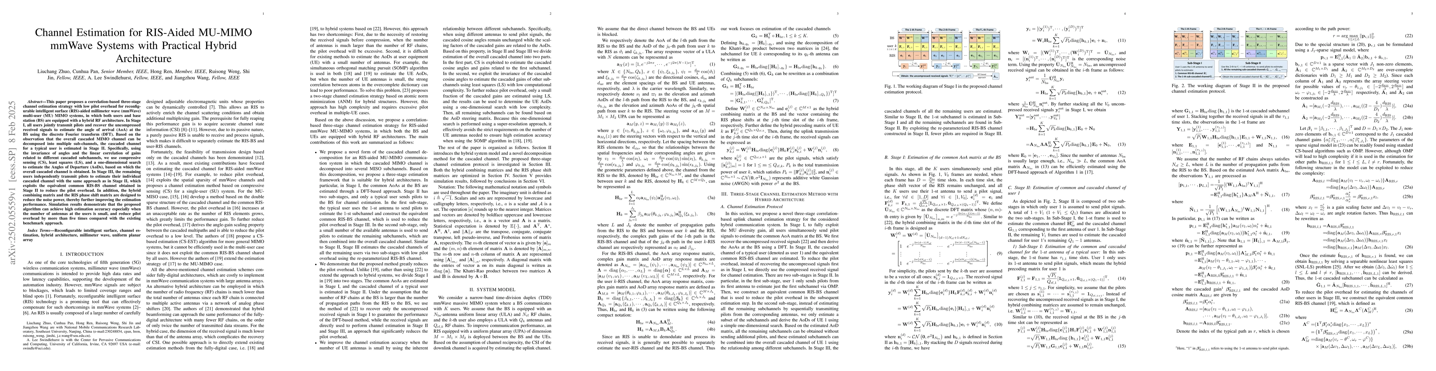 Thumbnail for Channel Estimation for RIS-Aided MU-MIMO mmWave Systems with Practical
  Hybrid Architecture