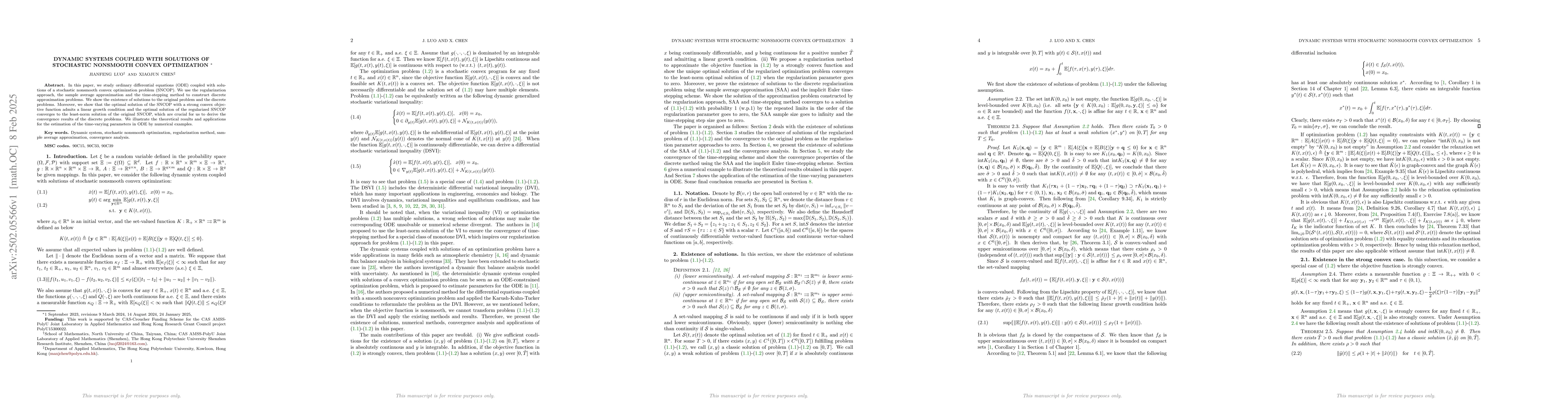 Thumbnail for Dynamic Systems Coupled with Solutions of Stochastic Nonsmooth Convex
  Optimization