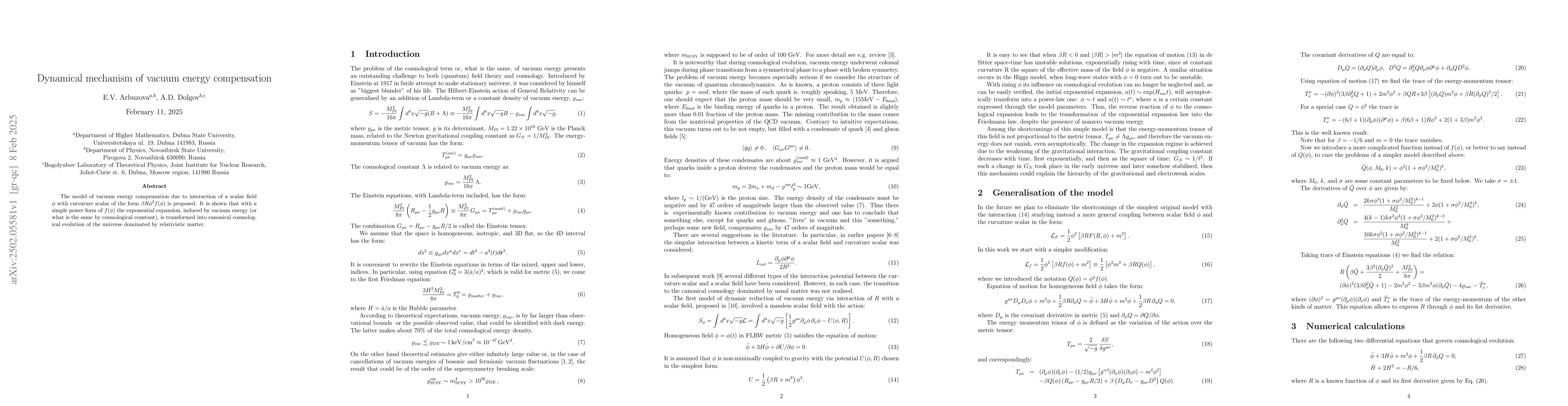 Thumbnail for Dynamical mechanism of vacuum energy compensation
