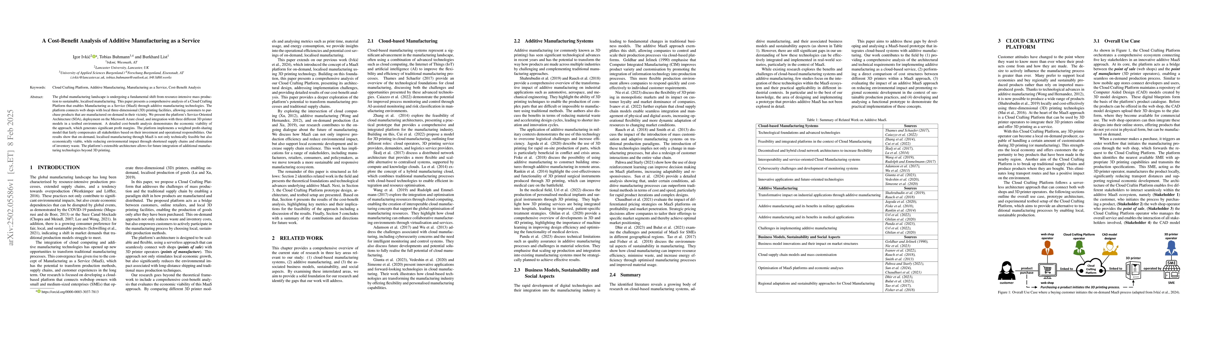Thumbnail for A Cost-Benefit Analysis of Additive Manufacturing as a Service