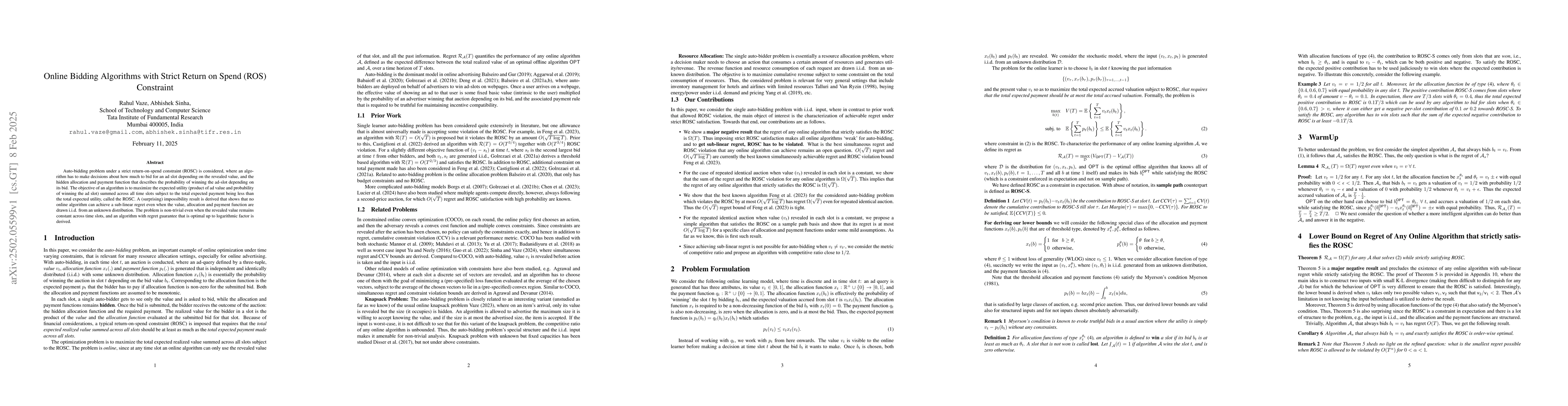Thumbnail for Online Bidding Algorithms with Strict Return on Spend (ROS) Constraint