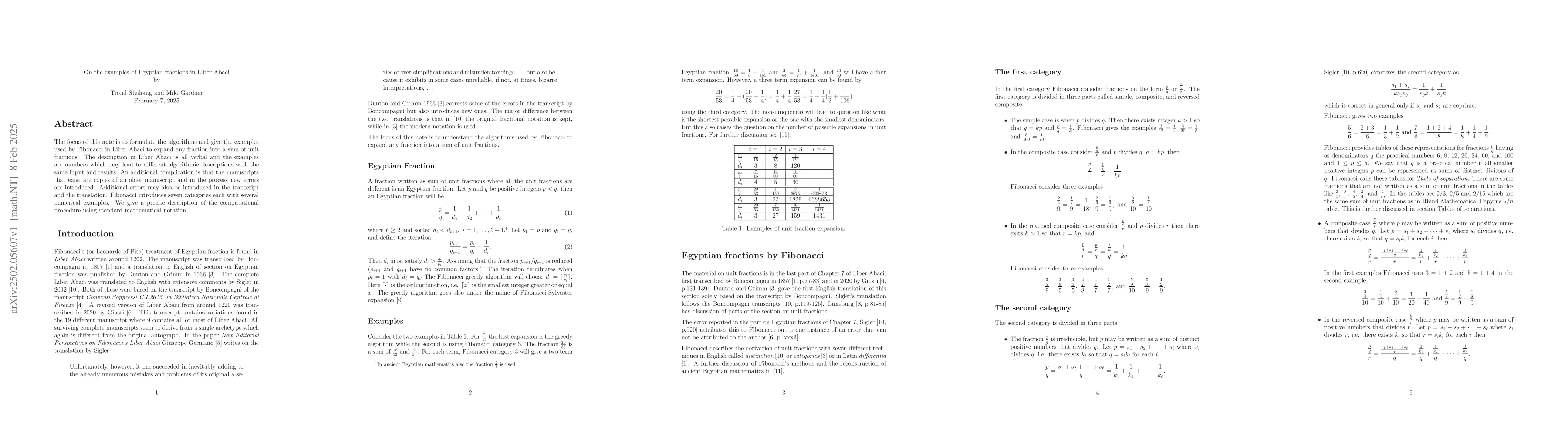 Thumbnail for On the examples of Egyptian fractions in Liber Abaci