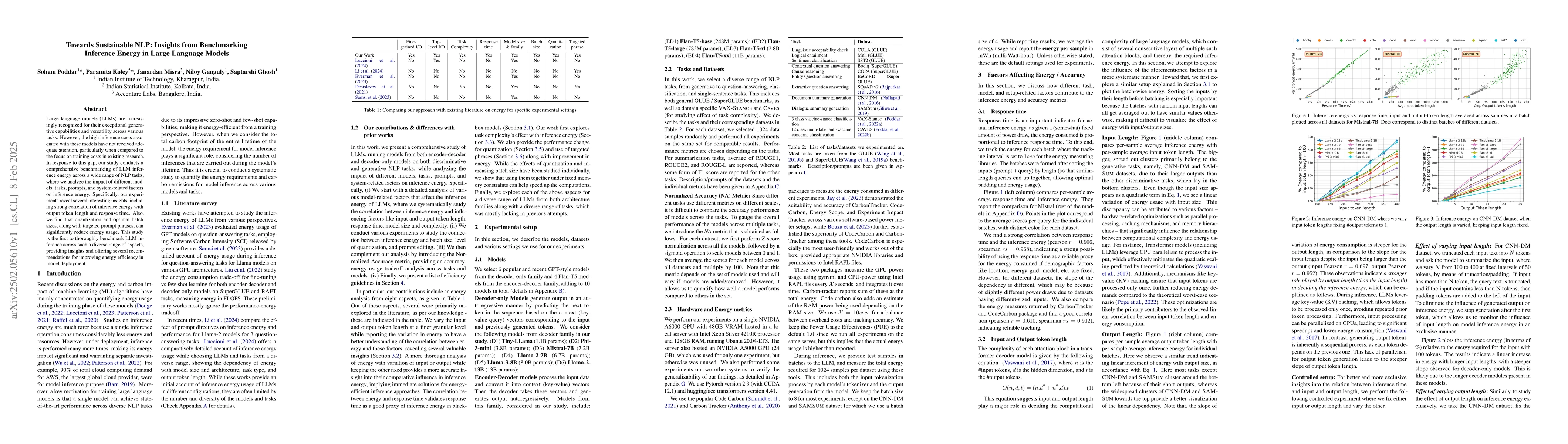 Thumbnail for Towards Sustainable NLP: Insights from Benchmarking Inference Energy in
  Large Language Models