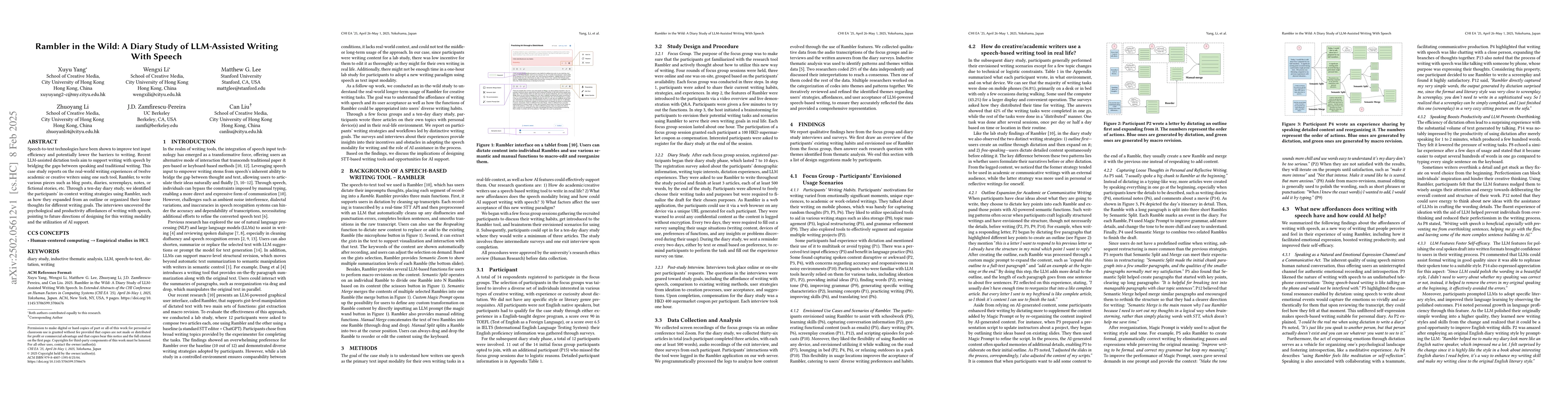 Thumbnail for Rambler in the Wild: A Diary Study of LLM-Assisted Writing With Speech