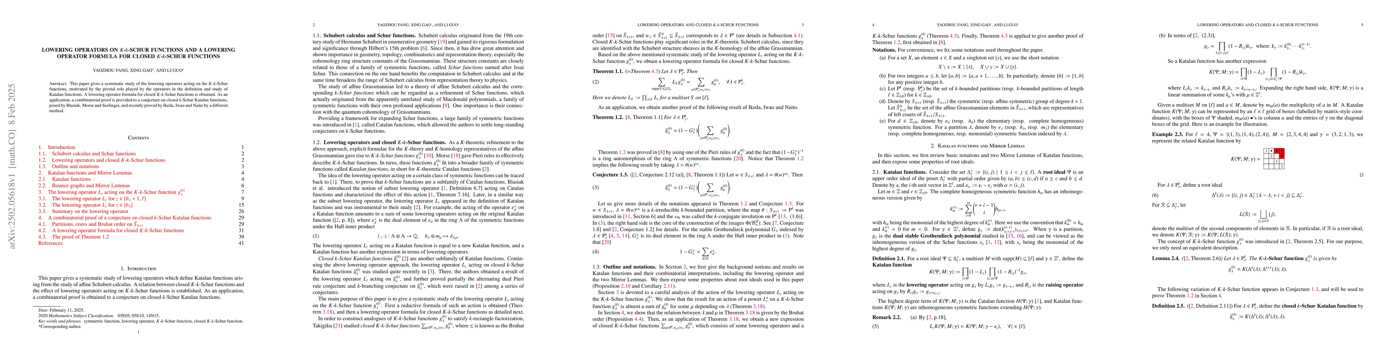 Thumbnail for Lowering operators on $K$-$k$-Schur functions and a lowering operator
  formula for closed $K$-$k$-Schur functions