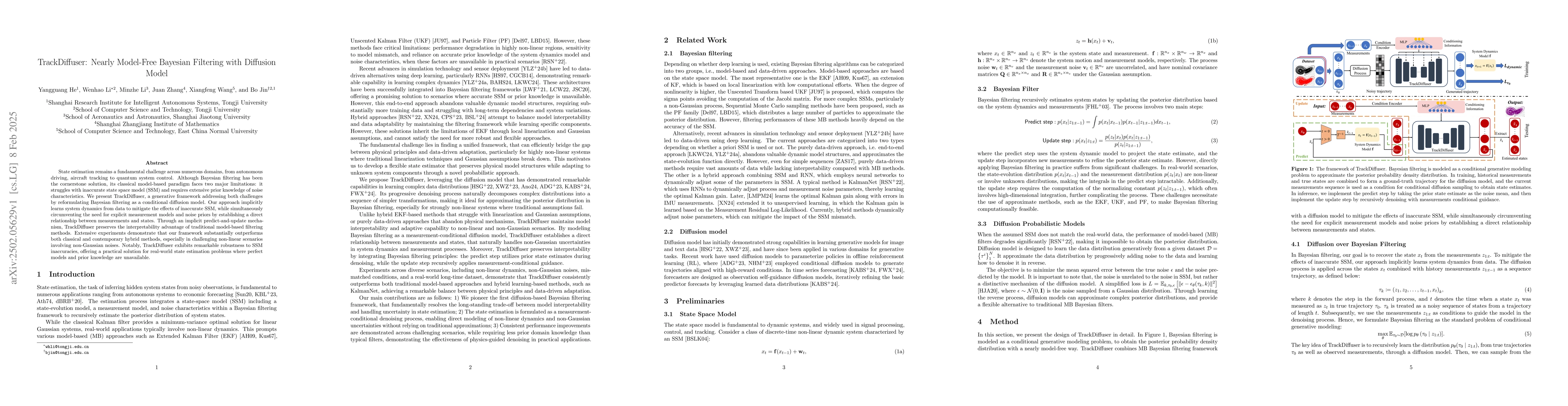 Thumbnail for TrackDiffuser: Nearly Model-Free Bayesian Filtering with Diffusion Model