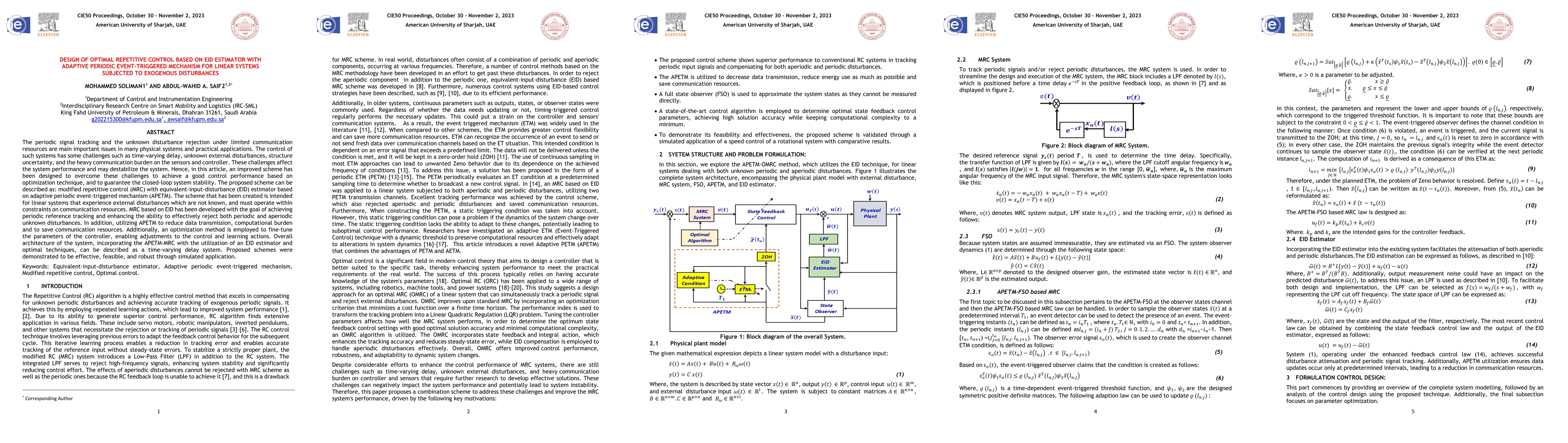 Thumbnail for Design of optimal repetitive control based on EID estimator with
  adaptive periodic event-triggered mechanism for linear systems subjected to
  exogenous disturbances