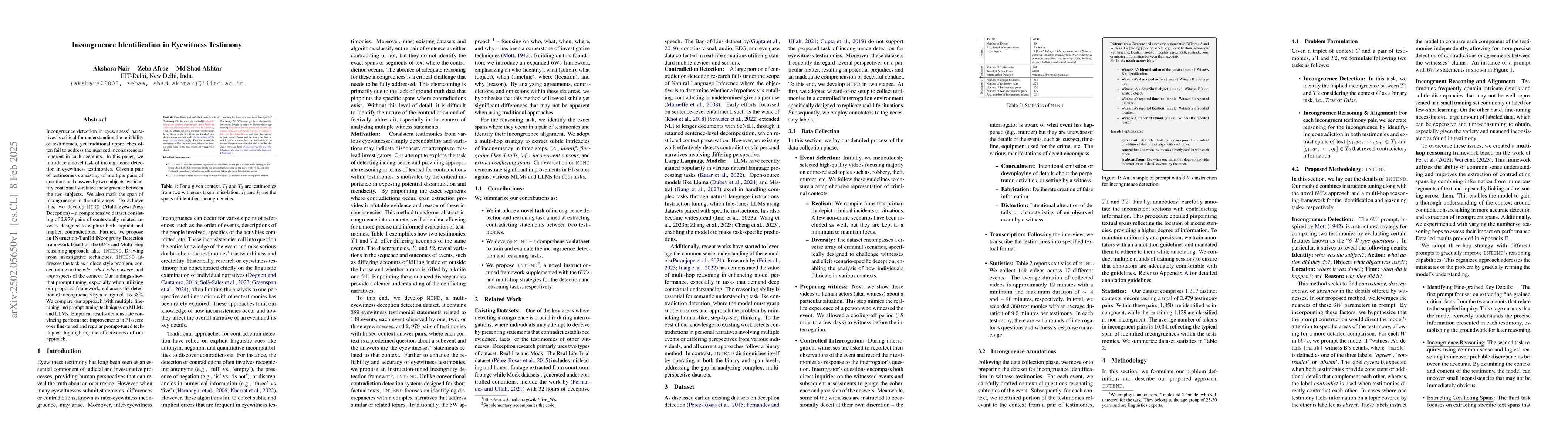 Thumbnail for Incongruence Identification in Eyewitness Testimony