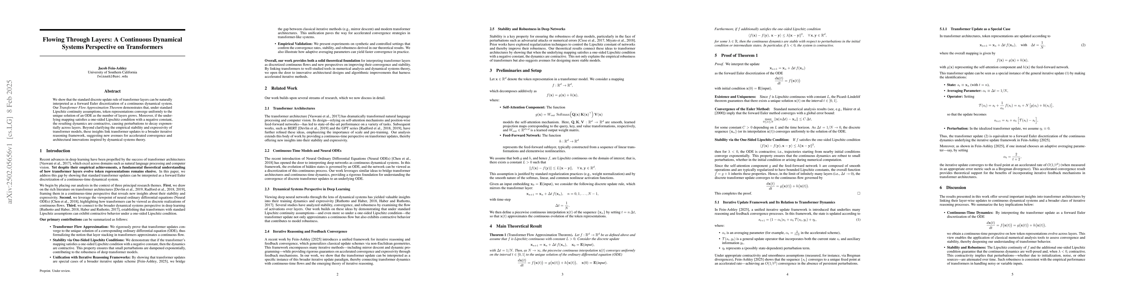 Thumbnail for Flowing Through Layers: A Continuous Dynamical Systems Perspective on
  Transformers