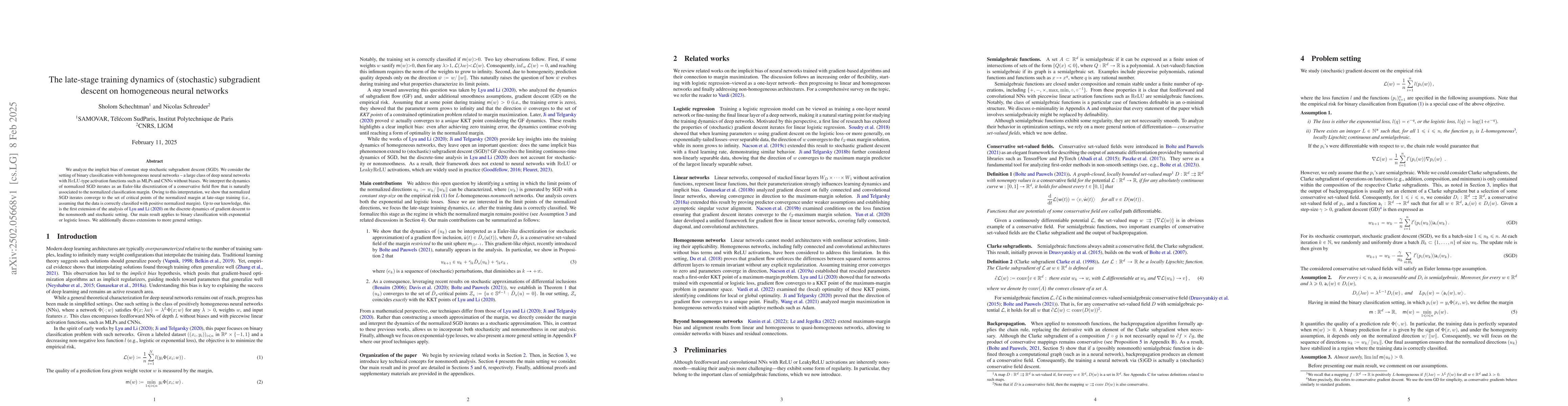 Thumbnail for The late-stage training dynamics of (stochastic) subgradient descent on
  homogeneous neural networks