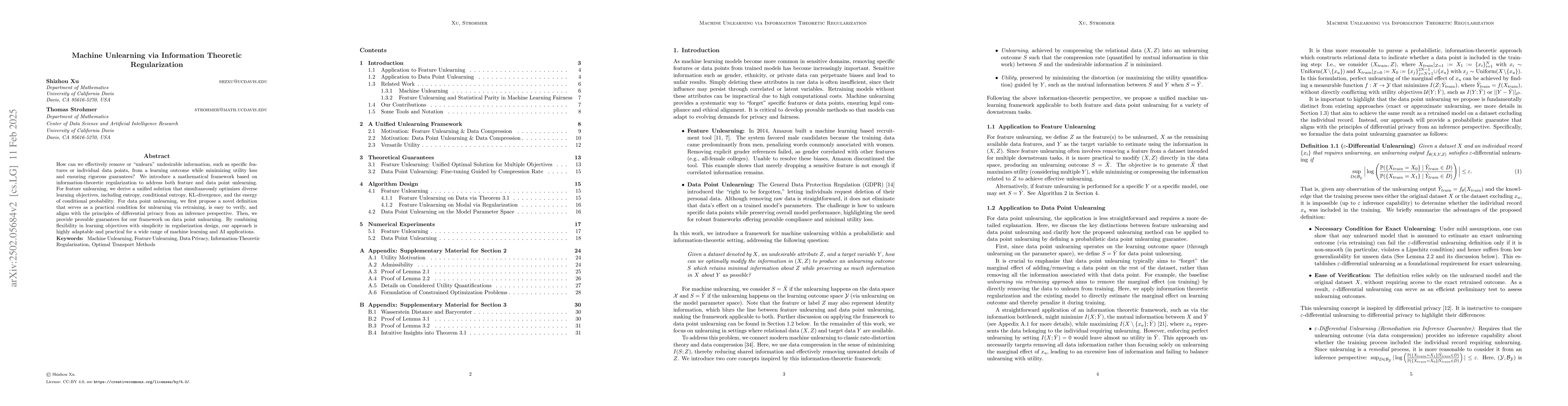 Thumbnail for Machine Unlearning via Information Theoretic Regularization