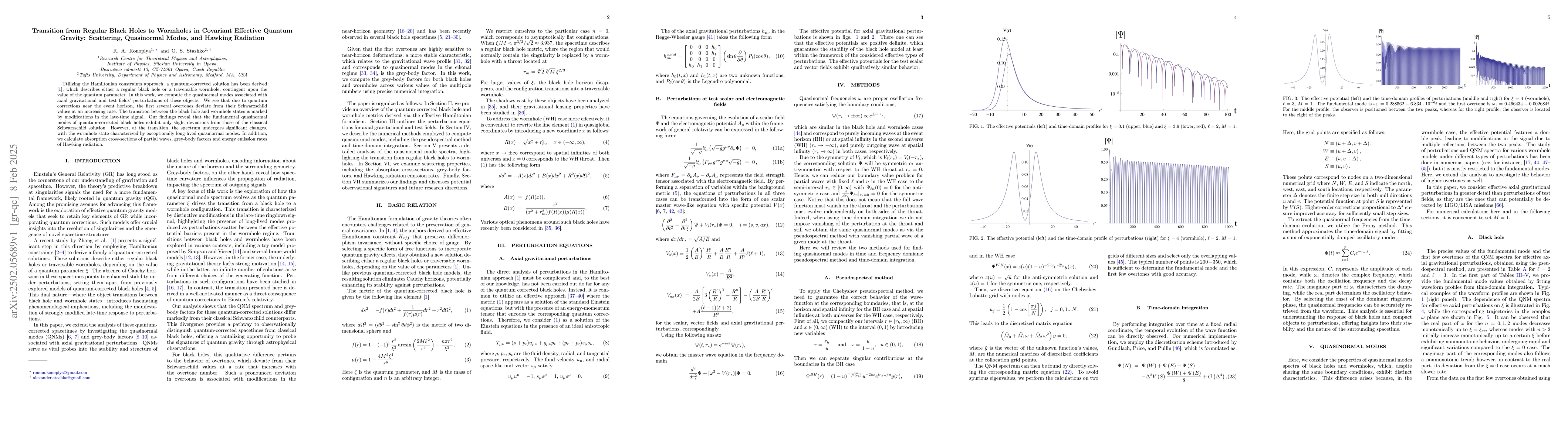 Thumbnail for Transition from Regular Black Holes to Wormholes in Covariant Effective
  Quantum Gravity: Scattering, Quasinormal Modes, and Hawking Radiation