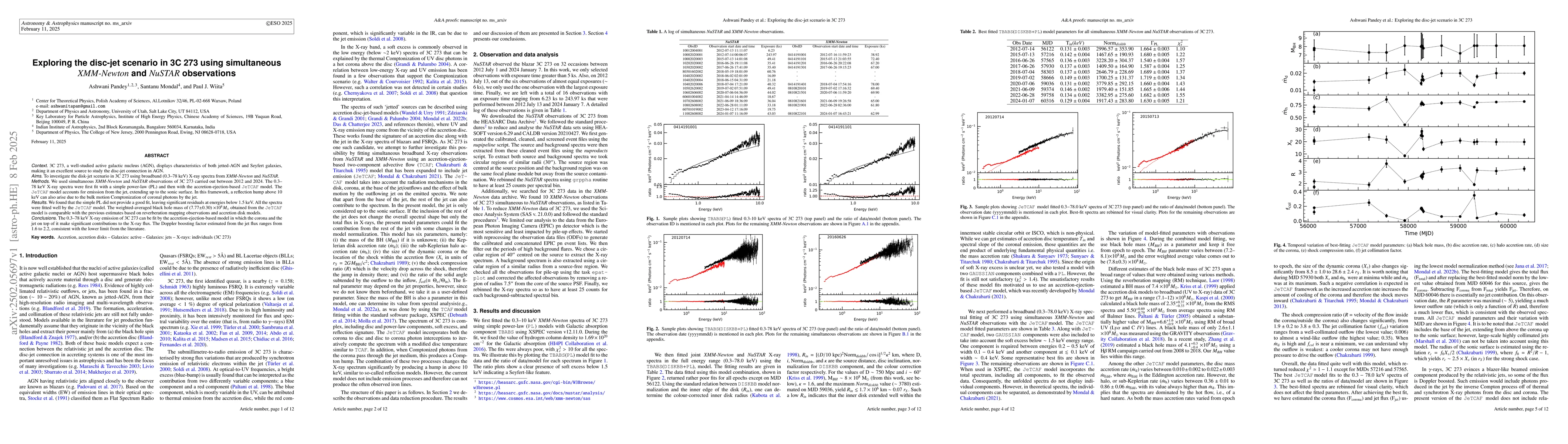 Thumbnail for Exploring the disc-jet scenario in 3C 273 using simultaneous XMM-Newton
  and NuSTAR observations