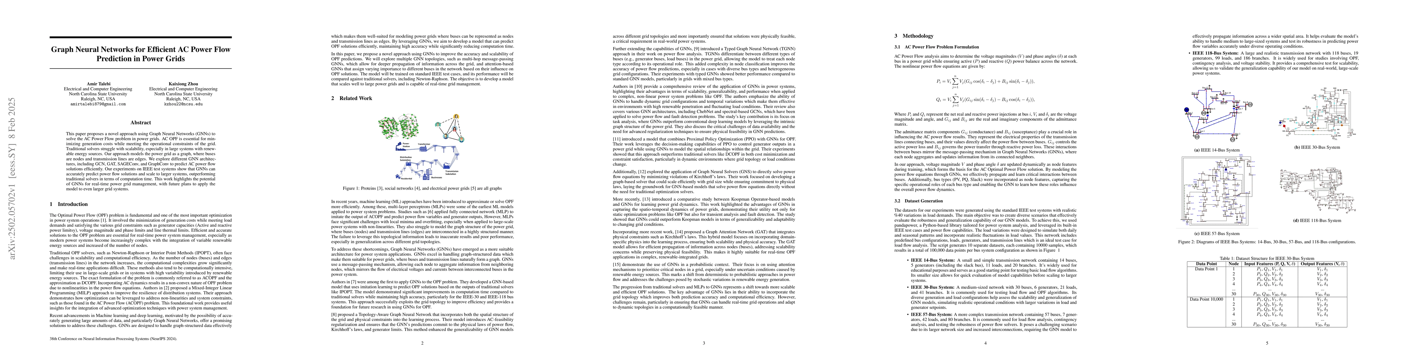 Thumbnail for Graph Neural Networks for Efficient AC Power Flow Prediction in Power
  Grids