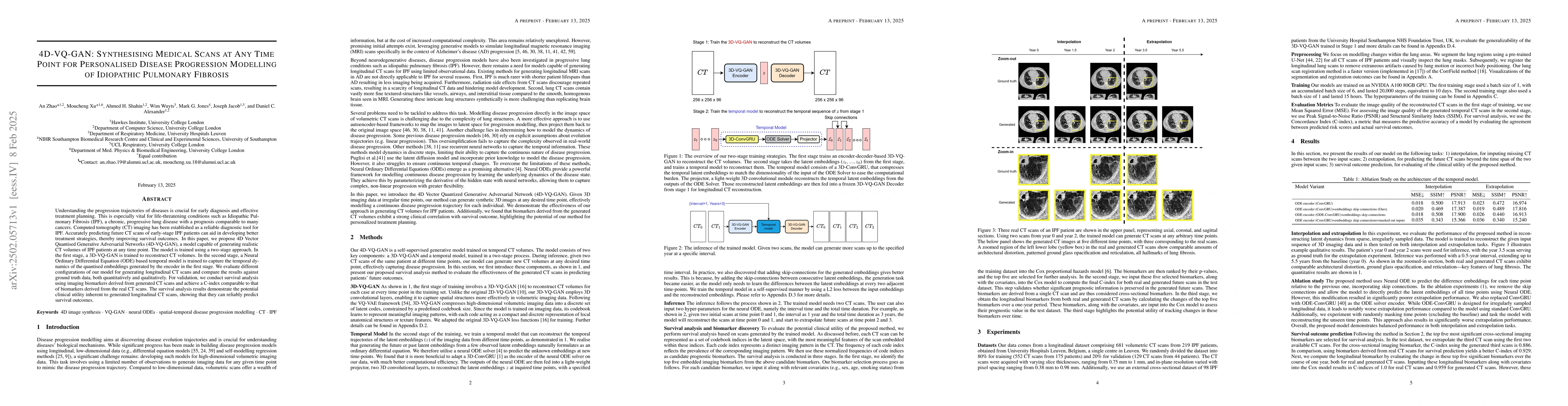 Thumbnail for 4D VQ-GAN: Synthesising Medical Scans at Any Time Point for Personalised
  Disease Progression Modelling of Idiopathic Pulmonary Fibrosis