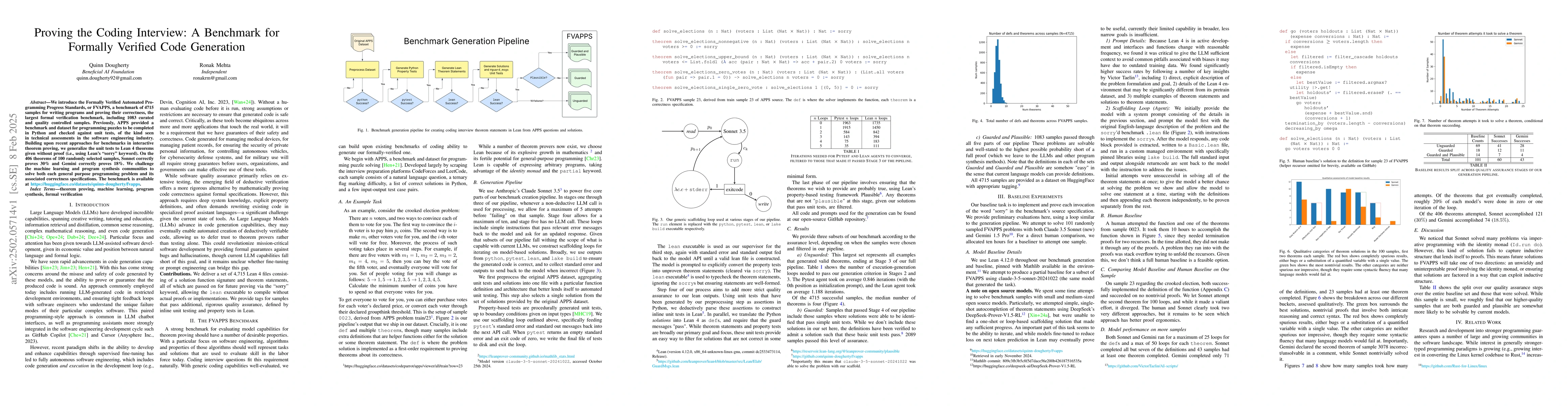Thumbnail for Proving the Coding Interview: A Benchmark for Formally Verified Code
  Generation