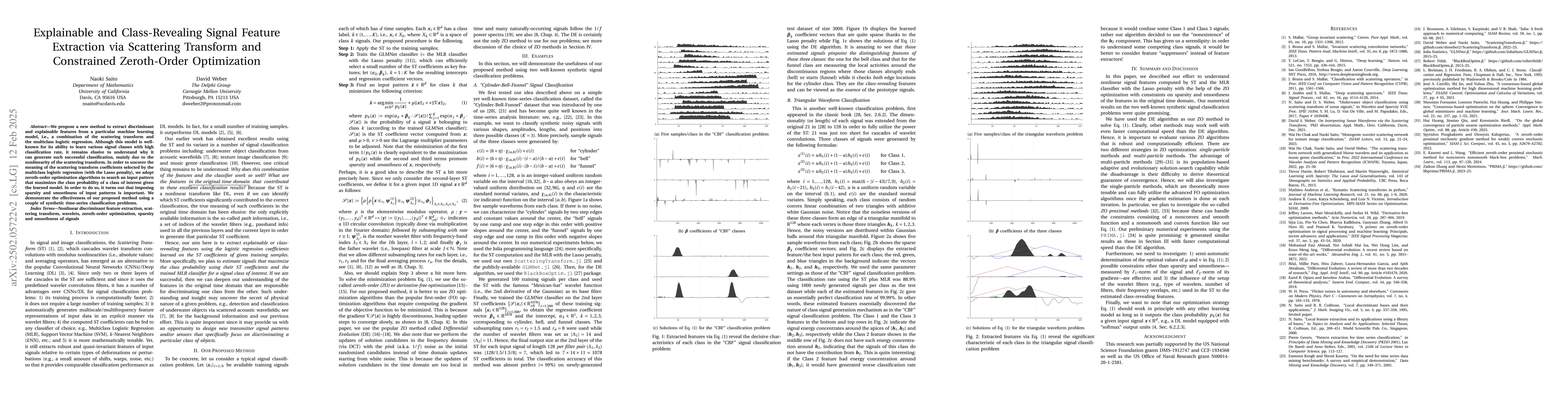 Thumbnail for Explainable and Class-Revealing Signal Feature Extraction via Scattering
  Transform and Constrained Zeroth-Order Optimization