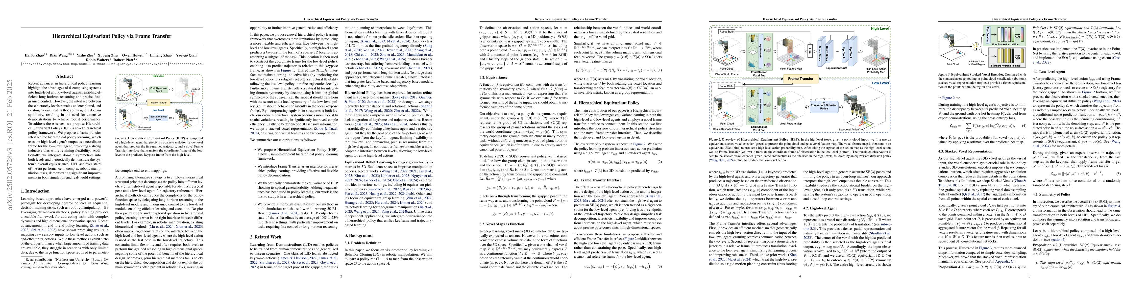 Thumbnail for Hierarchical Equivariant Policy via Frame Transfer