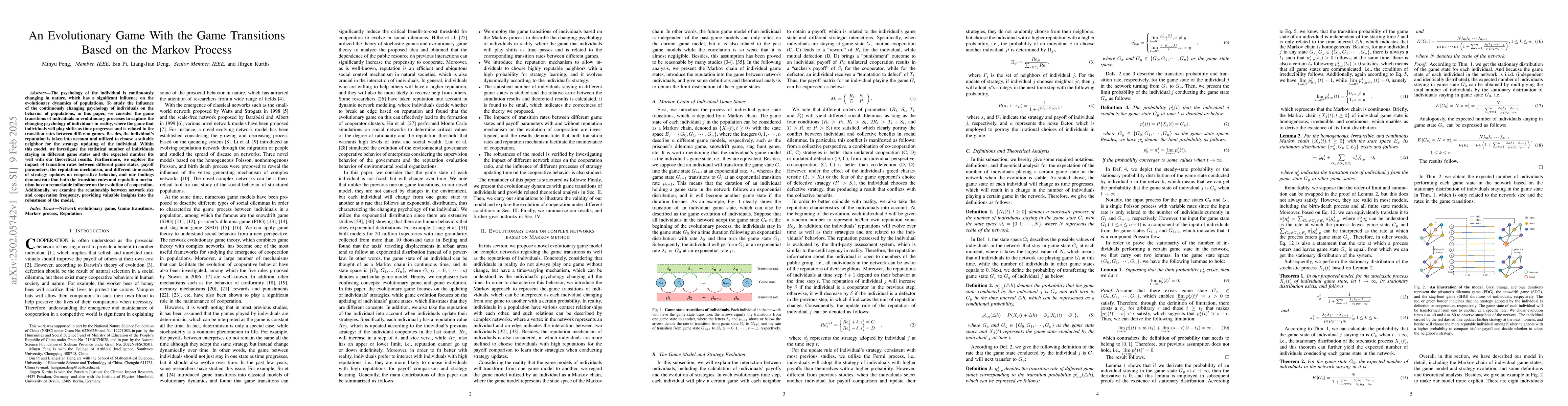 Thumbnail for An Evolutionary Game With the Game Transitions Based on the Markov
  Process
