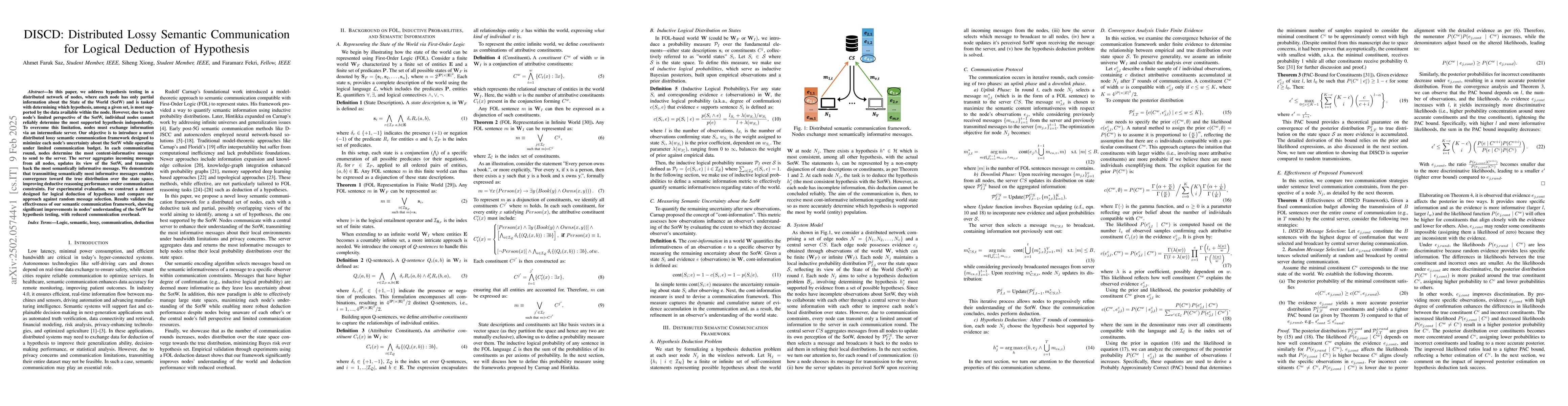 Thumbnail for DISCD: Distributed Lossy Semantic Communication for Logical Deduction of
  Hypothesis