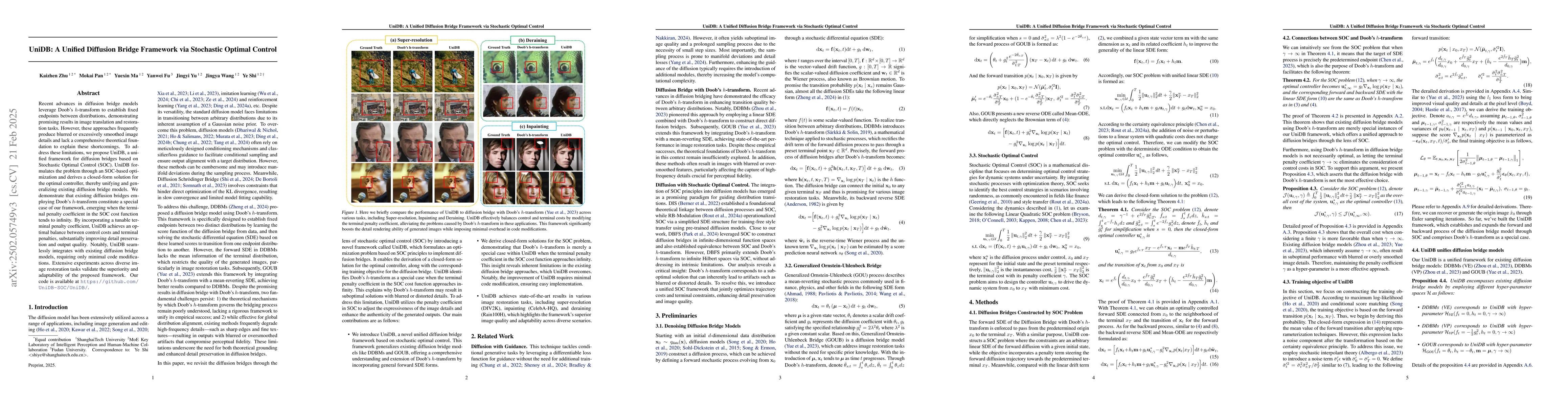 Thumbnail for UniDB: A Unified Diffusion Bridge Framework via Stochastic Optimal
  Control