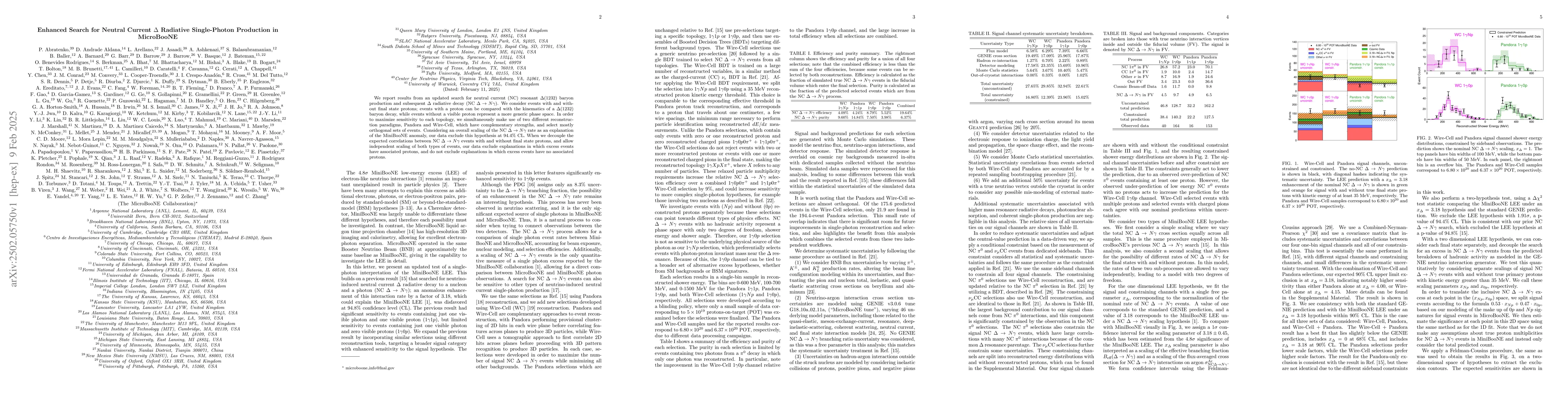Thumbnail for Enhanced Search for Neutral Current $Δ$ Radiative Single-Photon
  Production in MicroBooNE