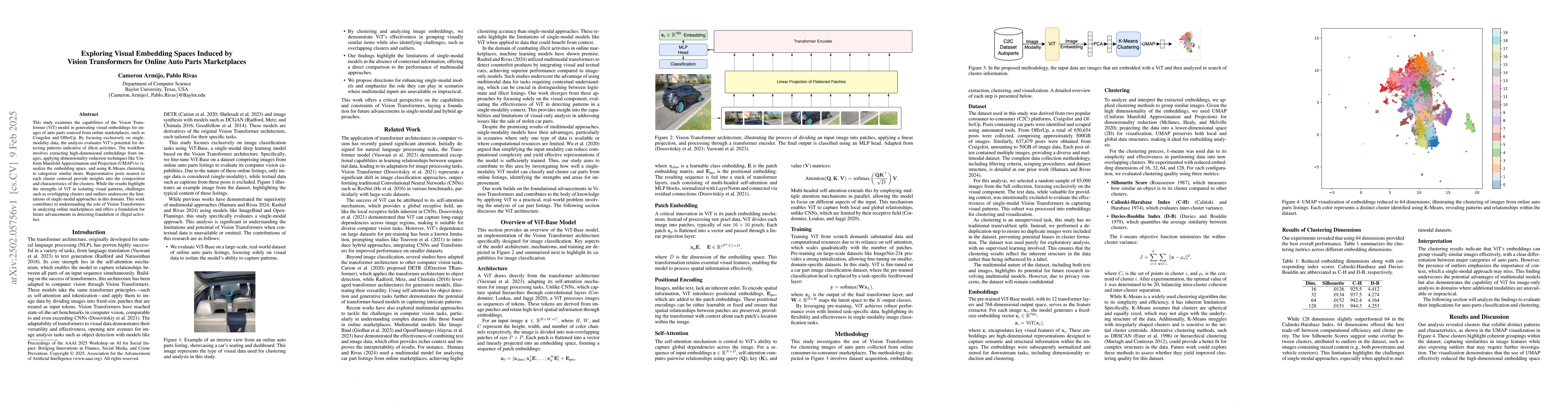 Thumbnail for Exploring Visual Embedding Spaces Induced by Vision Transformers for
  Online Auto Parts Marketplaces