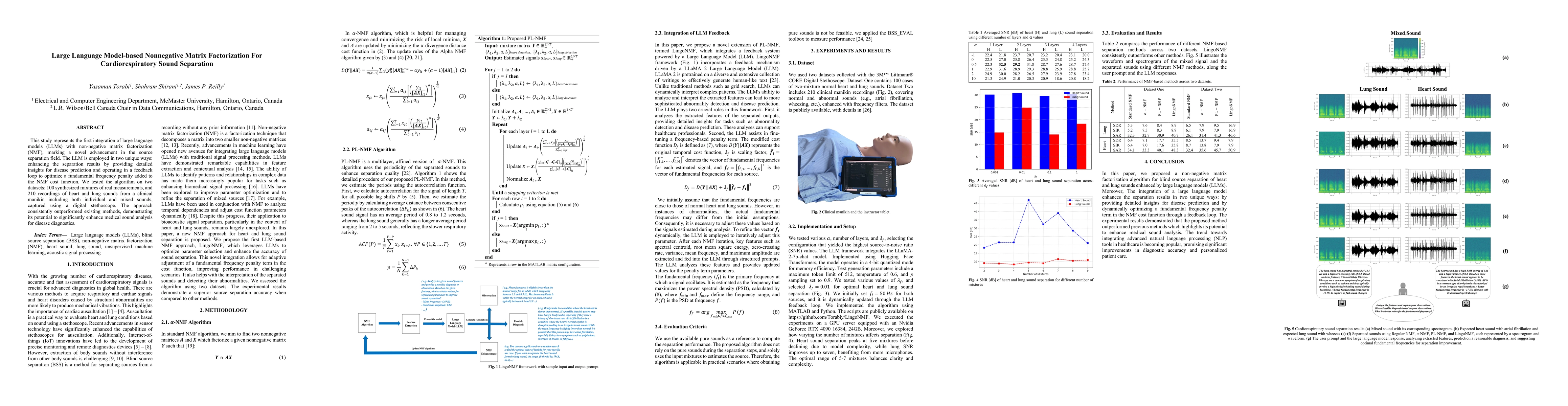 Thumbnail for Large Language Model-based Nonnegative Matrix Factorization For
  Cardiorespiratory Sound Separation
