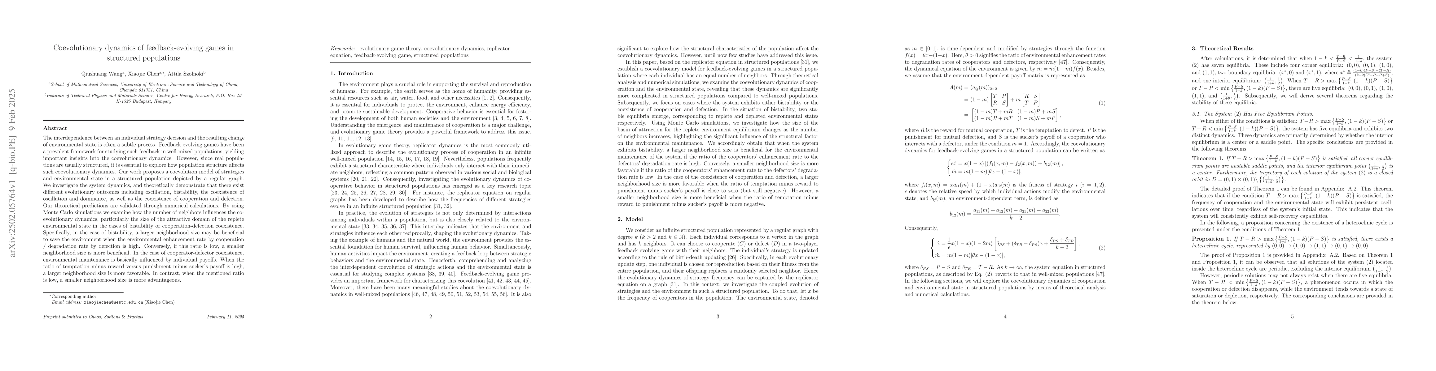 Thumbnail for Coevolutionary dynamics of feedback-evolving games in structured
  populations