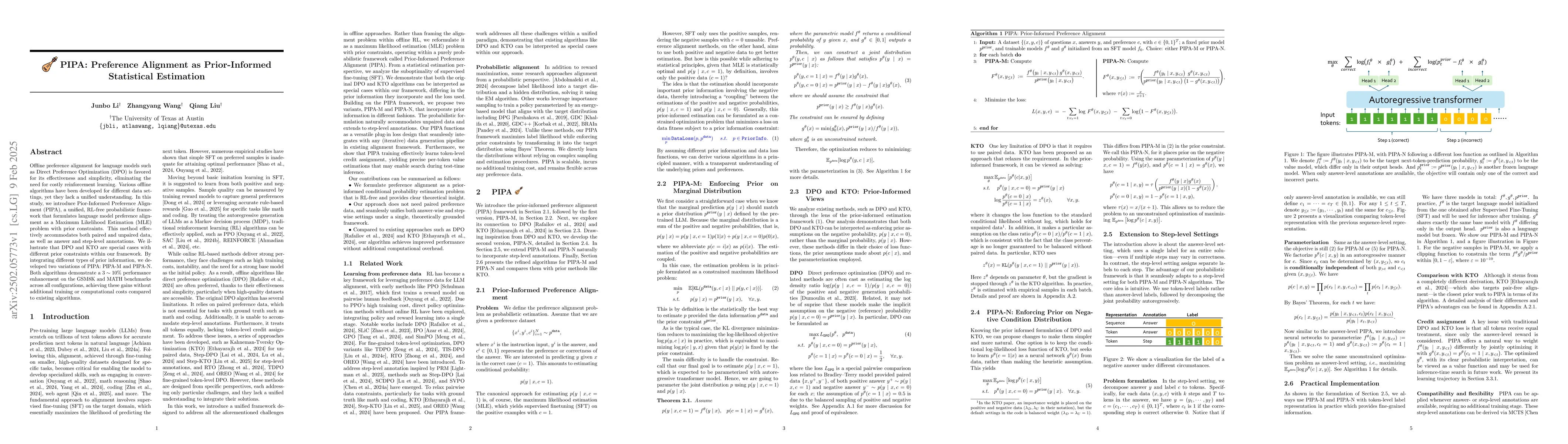 Thumbnail for PIPA: Preference Alignment as Prior-Informed Statistical Estimation