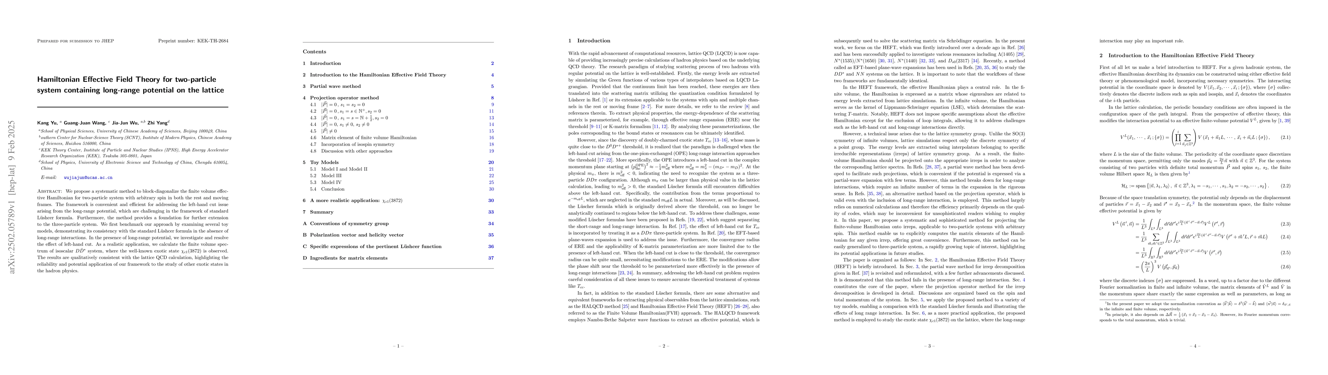 Thumbnail for Hamiltonian Effective Field Theory for two-particle system containing
  long-range potential on the lattice