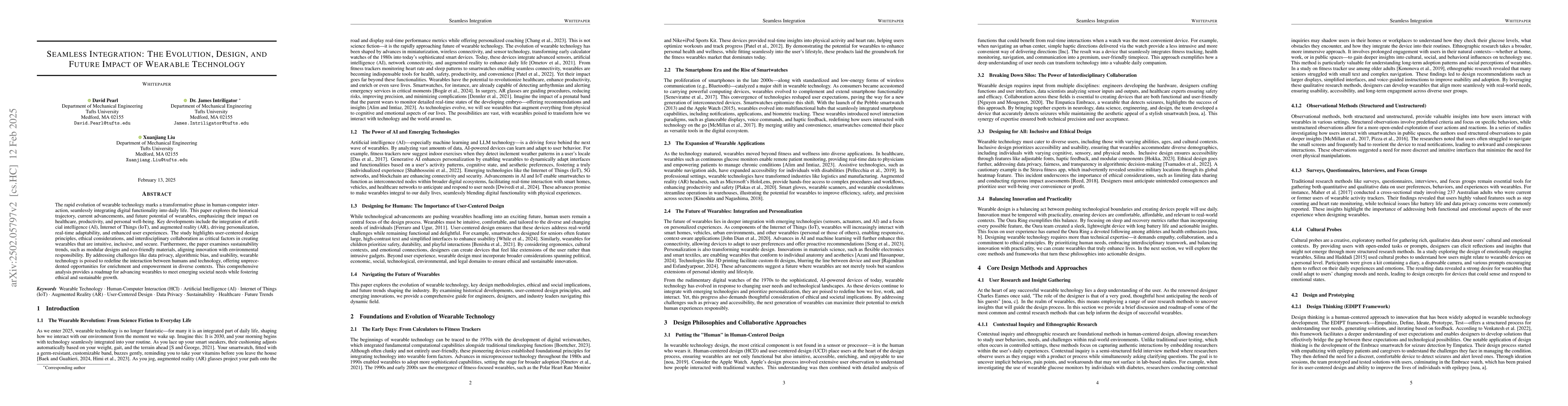 Thumbnail for Seamless Integration: The Evolution, Design, and Future Impact of
  Wearable Technology