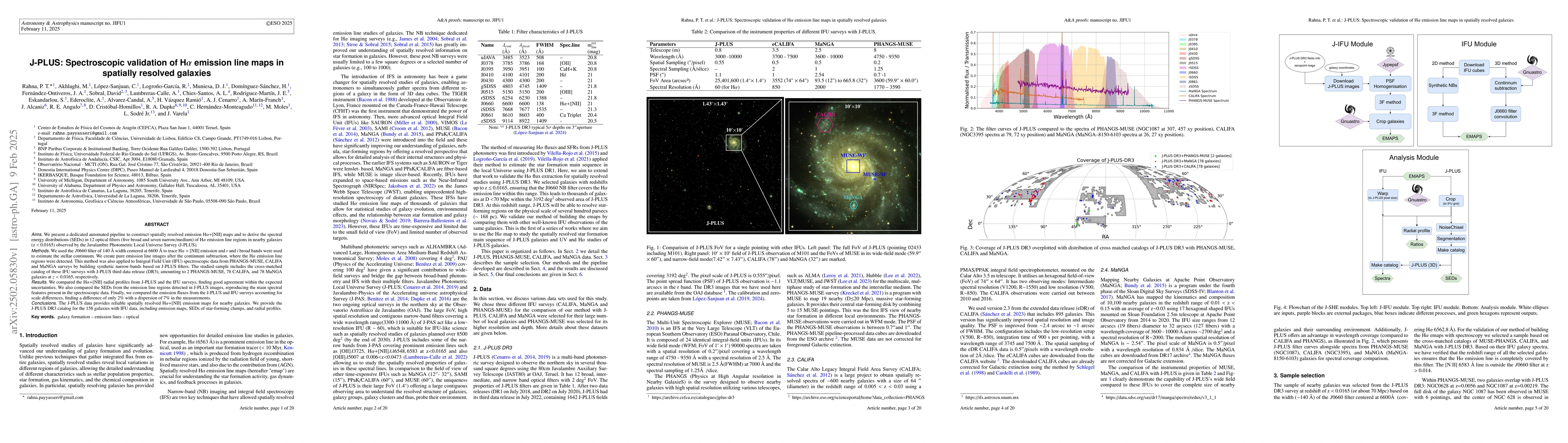 Thumbnail for J-PLUS: Spectroscopic validation of H$α$ emission line maps in
  spatially resolved galaxies