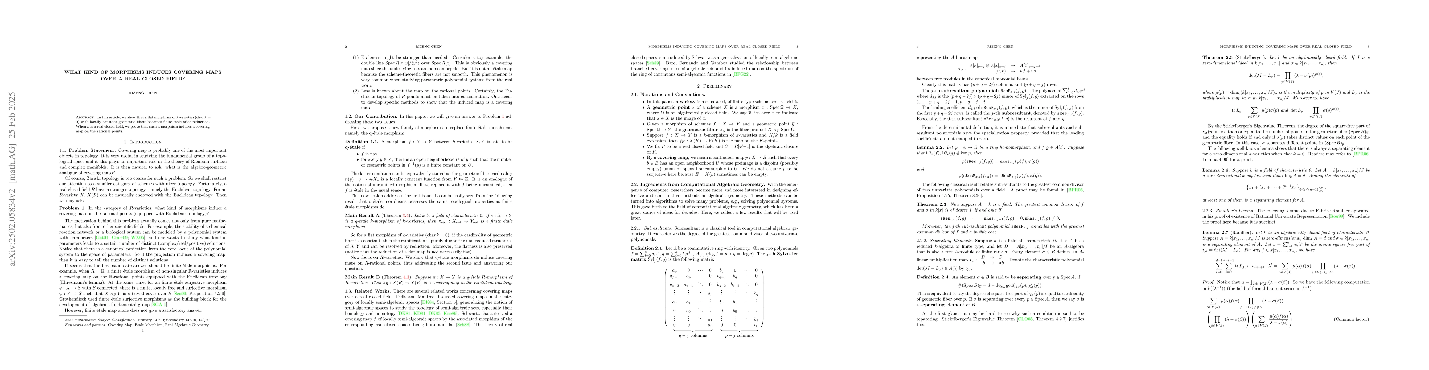 Thumbnail for What Kind of Morphisms Induces Covering Maps over a Real Closed Field?