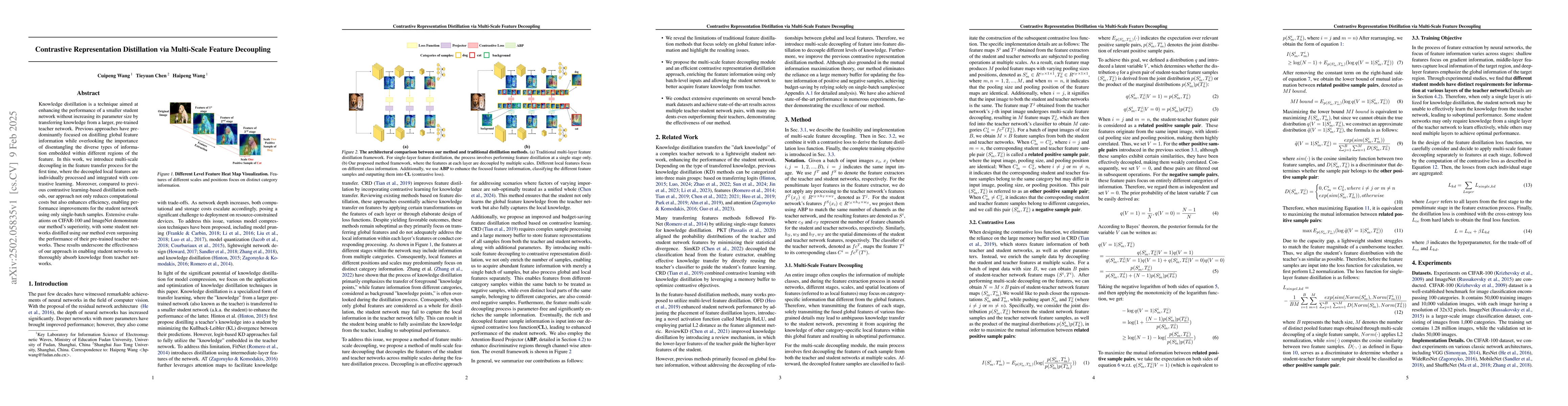 Thumbnail for Contrastive Representation Distillation via Multi-Scale Feature
  Decoupling