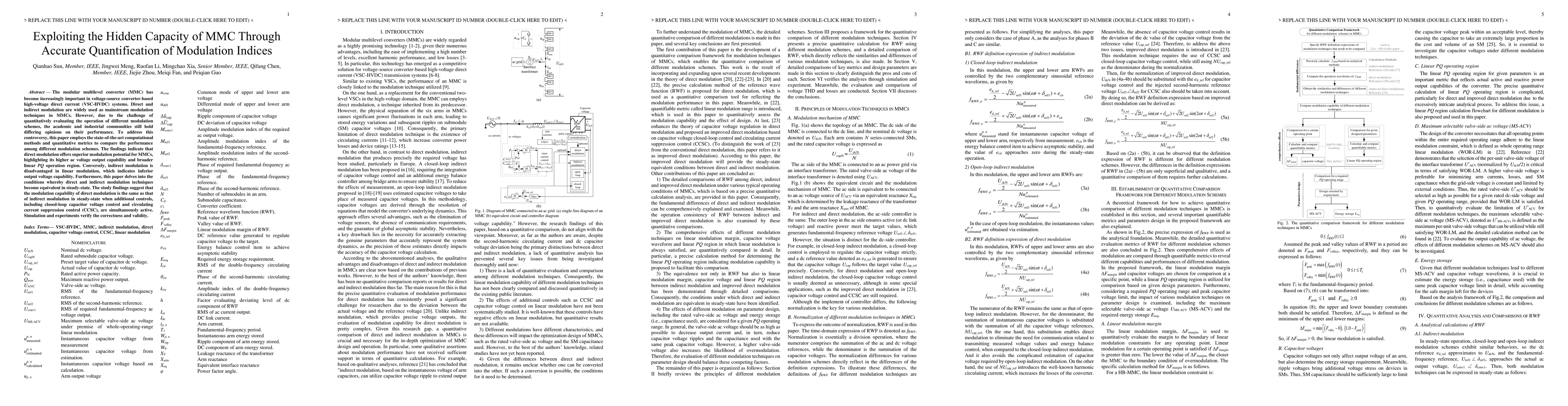 Thumbnail for Exploiting the Hidden Capacity of MMC Through Accurate Quantification of
  Modulation Indices